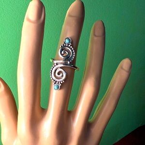 SALE🎁Silver Plated Swirl Ring with Turquoise Accents
